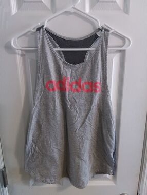 adidas Gray Tank with Pink Logo